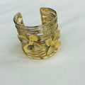 Golden Floral Wire Cuff