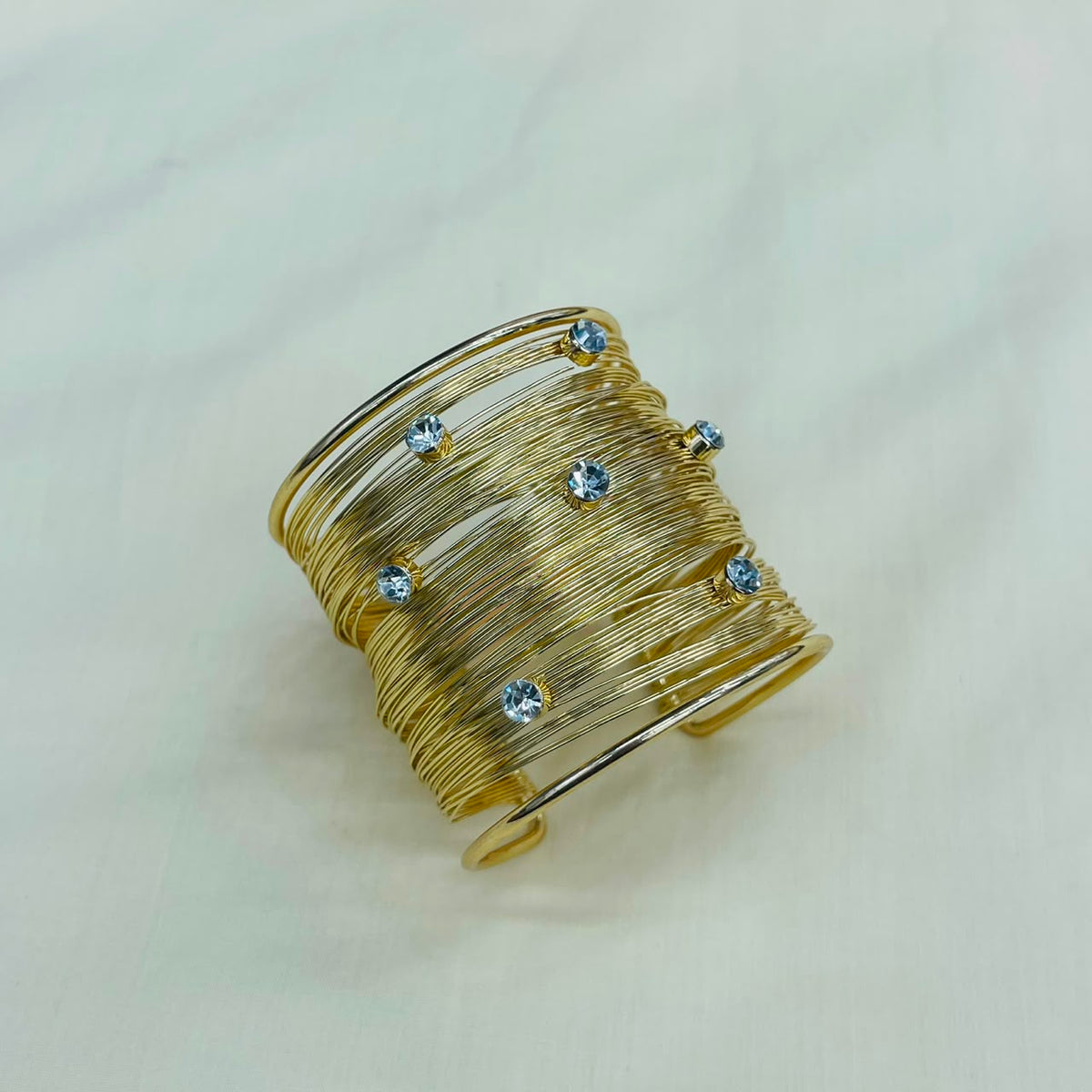 Golden Crystal Wire Cuff