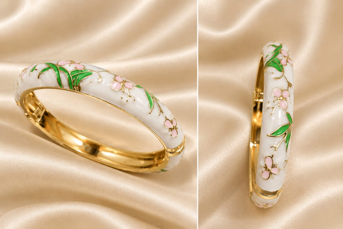 White floral enamel bracelet