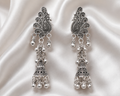 Elegant Antique Silver Peacock Jhumka