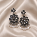 Elegant Floral Pearl Drop Earrings