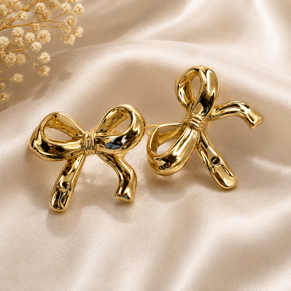 Elegant Golden Bow Earrings