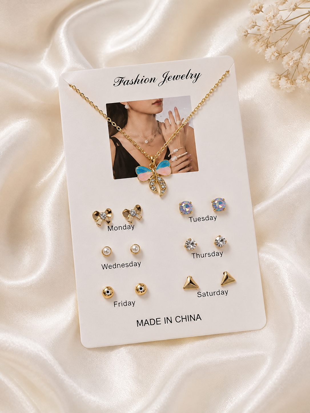 7-Piece Butterfly Necklace & Earring Set