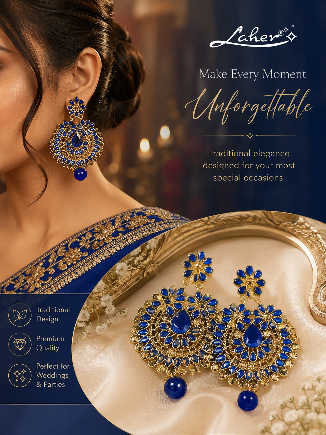 Floral Chandbali Earrings for Women | Traditional Wedding & Party Earrings