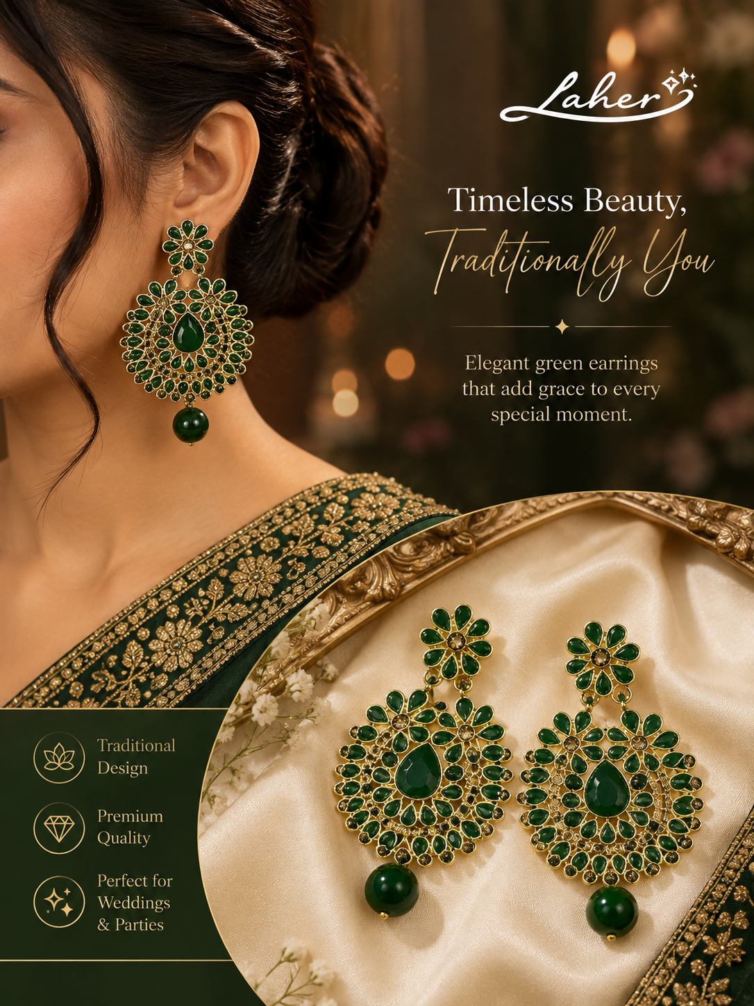 Floral Chandbali Earrings for Women | Traditional Wedding & Party Earrings