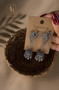 Noor Peacock Chain Jhumka – Antique Silver