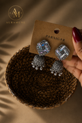 Noor Crystal Bloom Jhumka – Antique Silver