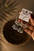 Meher Pearl Hoop Jhumka – Antique Silver