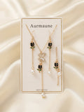 Black Rose Butterfly Pearl Jewelry Set