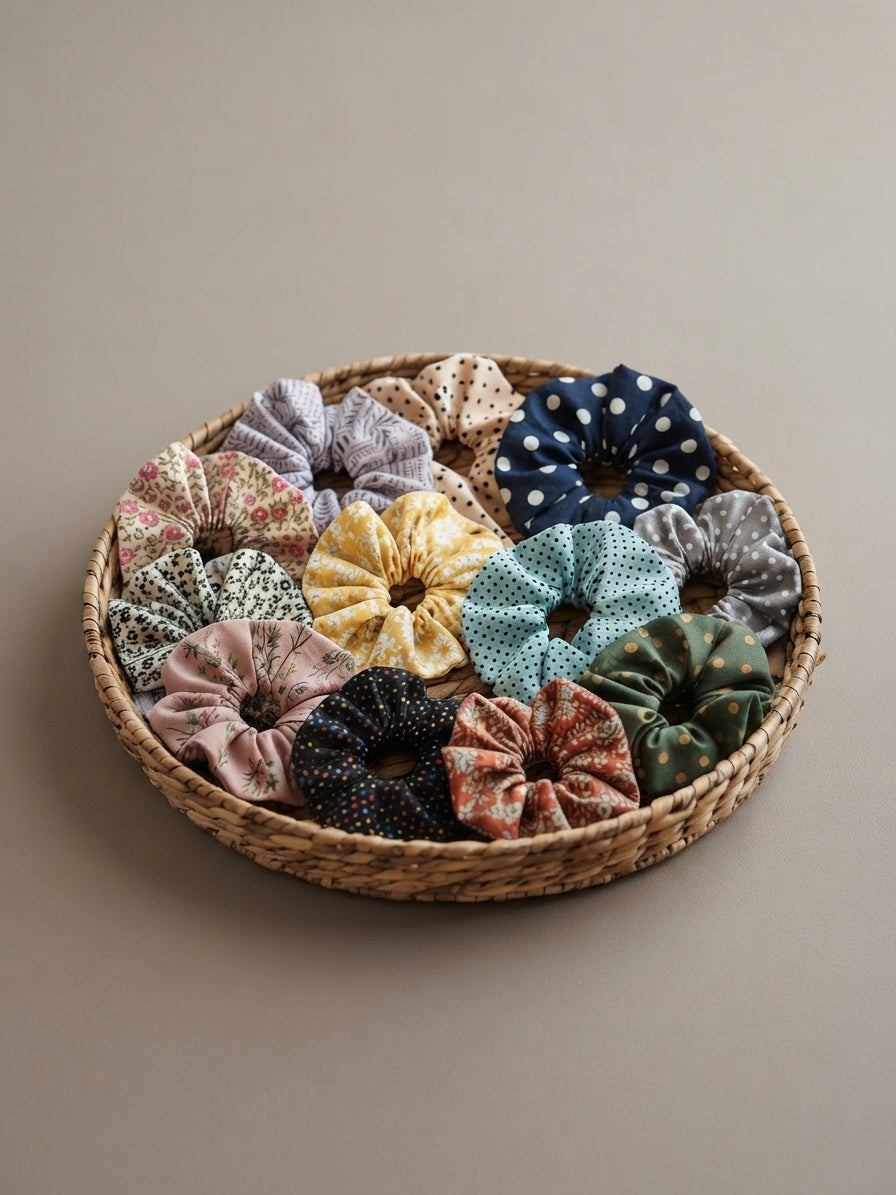 premium quality floral scrunchies (random design)