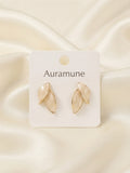 Golden Leaf Pearl Drop Earrings
