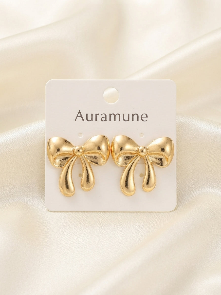 Golden Bow Statement Earrings