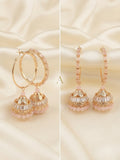The Rose Quartz Jhumka Hoops(pink)