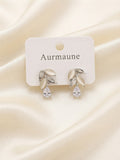 Elegant & High-Converting Titles  Silver Opal Leaf & Teardrop Crystal Earrings