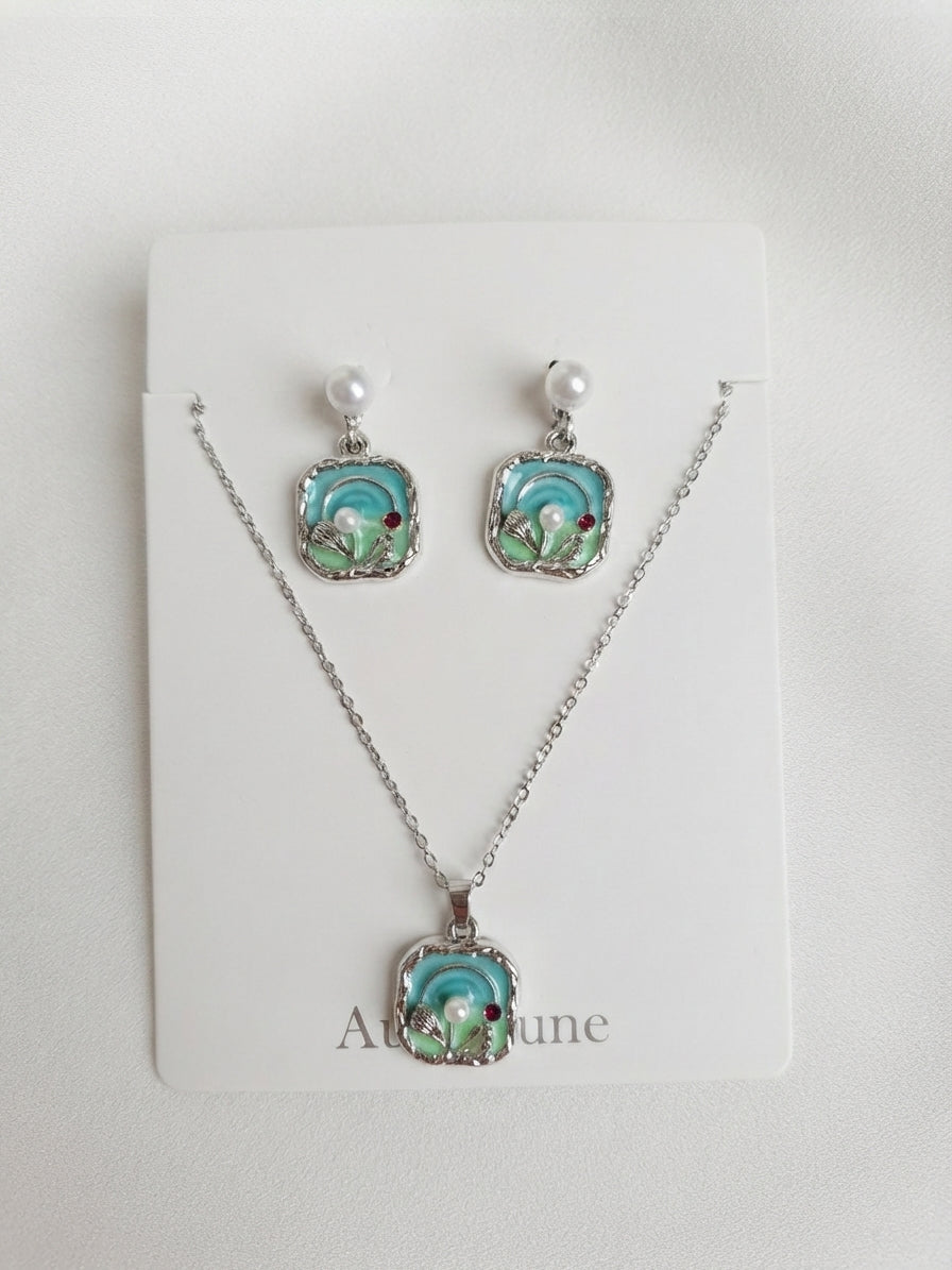 Aqua Garden Pearl Jewelry Set