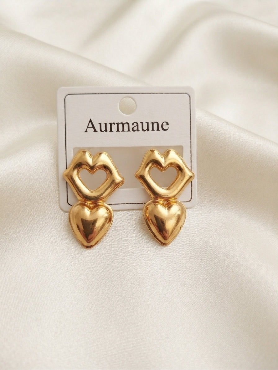 Golden Interwoven Heart Earrings