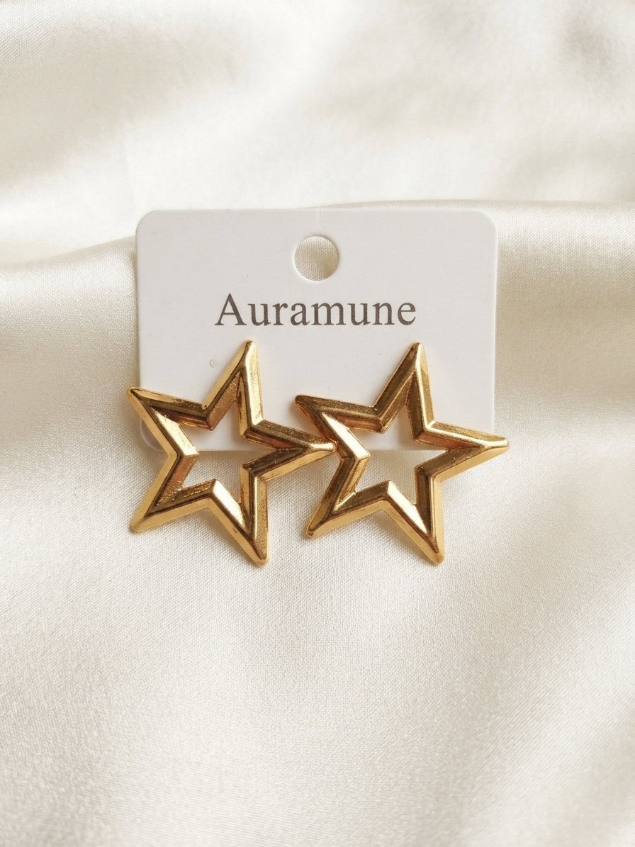 Golden Interwoven Star Earrings
