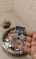 Antique Silver Jhumka Drop Earrings