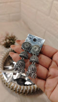 Antique Silver Jhumka Drop Earrings