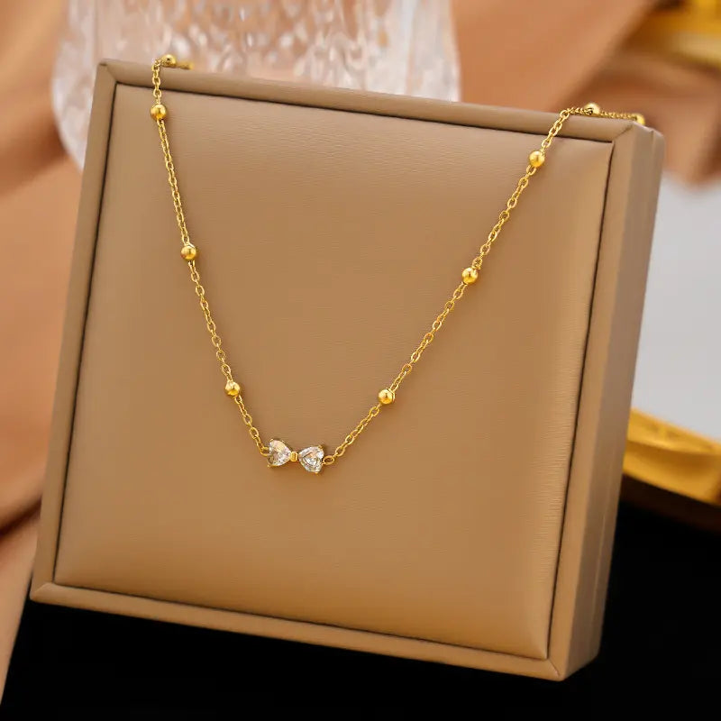 Zircon bow color guaranteed necklace
