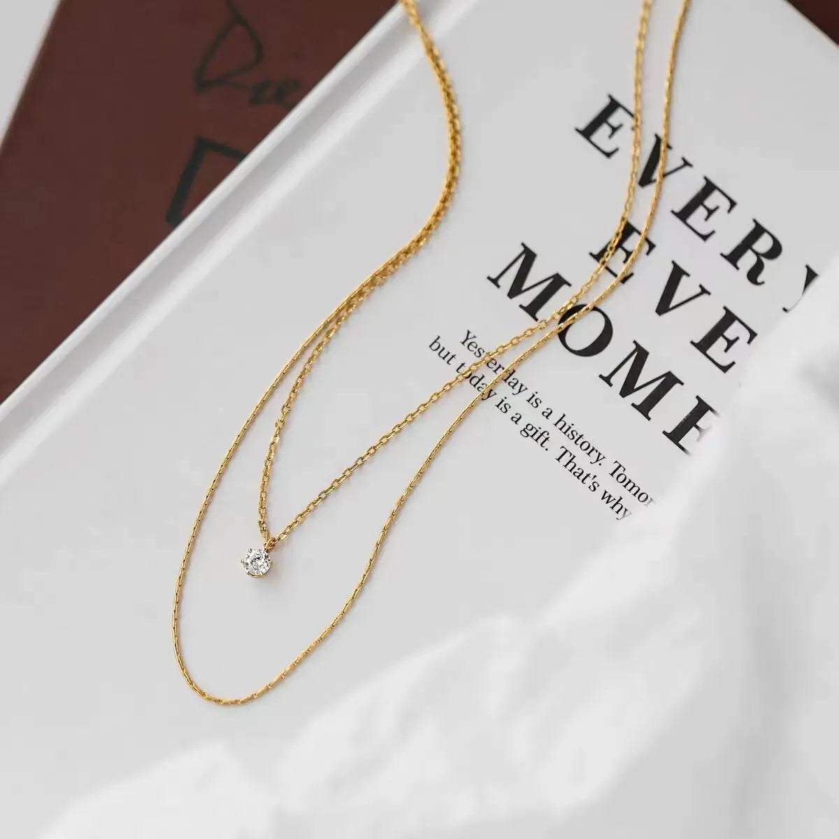Double layer single diamond color guaranteed necklace