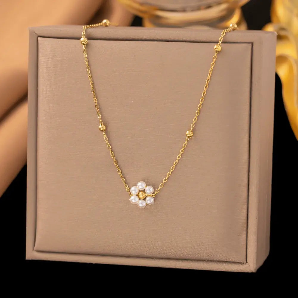Single pearl flower color guaranteed necklace