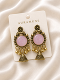 Emerald Green Oxidized Gold Jhumkas