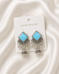Emerald Green Oxidized Silver Jhumkas