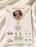 Floral Pearl Necklace & Earrings Set