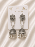 Antique Silver Jhumka Drop Earrings