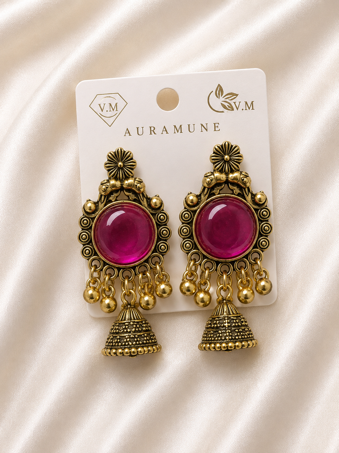 Emerald Green Oxidized gold Jhumkas